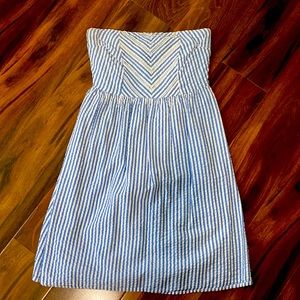 Strapless seersucker dress